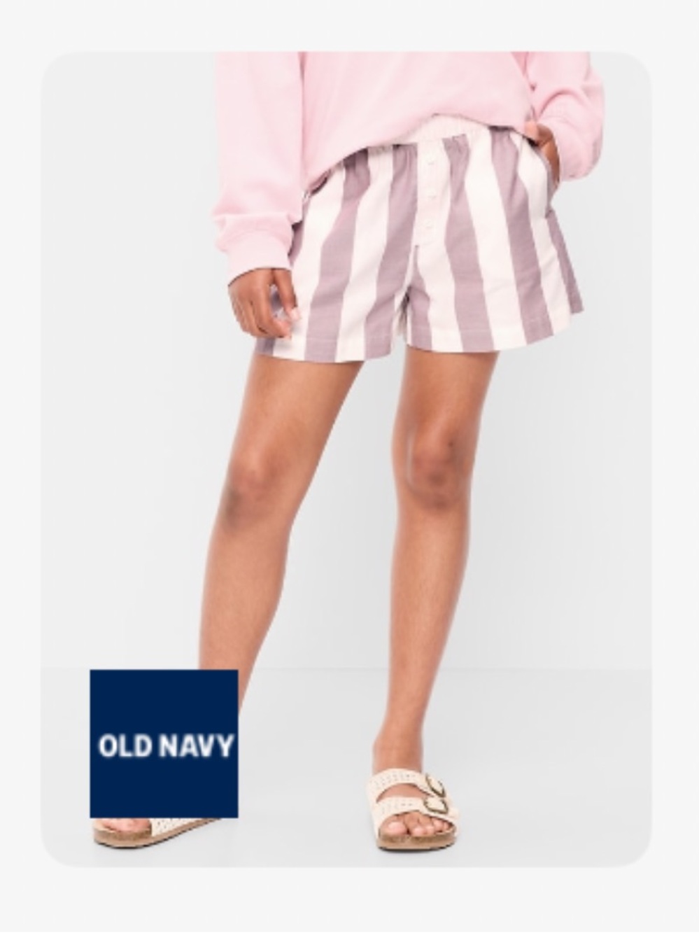 Old Navy Pink/Mauve Stripe Girls Twill Boxer Shorts. NWOT
